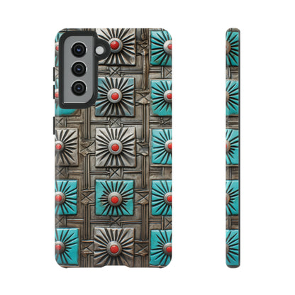 Vintage Navajo Native American Turquoise Concho Phone Case for iPhone 15, 14, 13, 12, 11 Pro Max, 14 Plus, iPhone XS Max, iPhone XR, iPhone 7, 8, 14, 15 Plus, SE