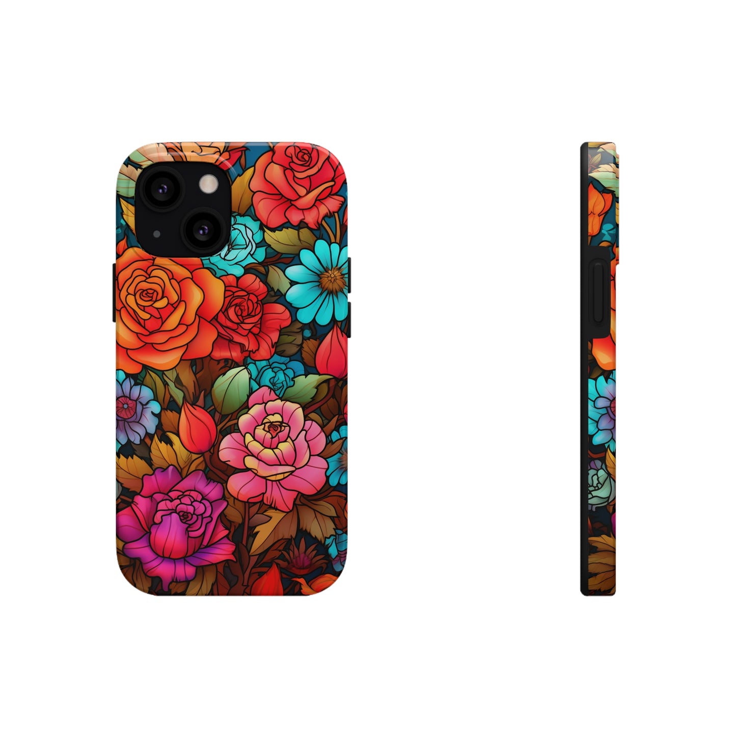 Stained Glass Tough iPhone Case | Trippy Psychedelic Flowers Floral Aesthetic Retro iPhone 14 Plus 13 12 7 8 Se Trendy Hippie Boho