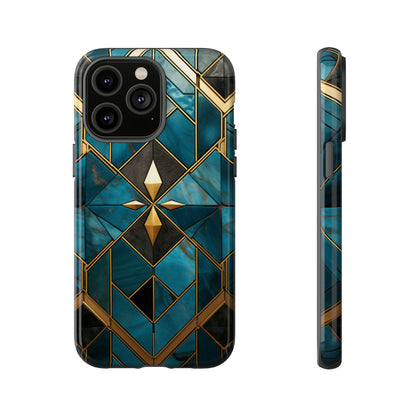 Gold and Blue Marble Mosaic Phone Case