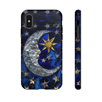 Cosmic Moon & Stars Stained Glass Starry Night Phone Case