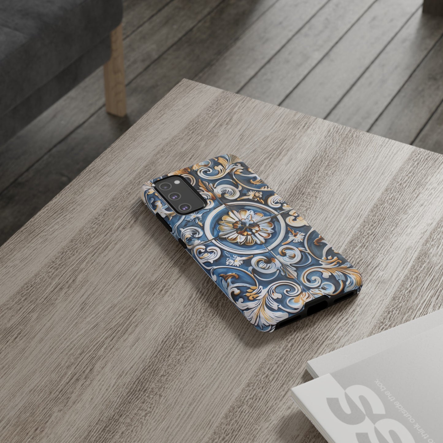 Azulejo Porcelain Blue & Creamy White Tile Mediterranean Design Phone Case