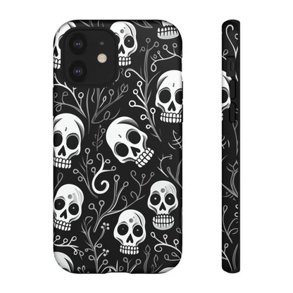 Join the Goth Side: Black Skull Floral Print | Mystical Elegance Case for iPhone, Samsung Galaxy, and Google Pixel