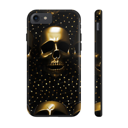 iPhone Tough Case | Dark Decadence: Gothic Gold Skulls and Studs  | Unveil Your Edgy Elegance