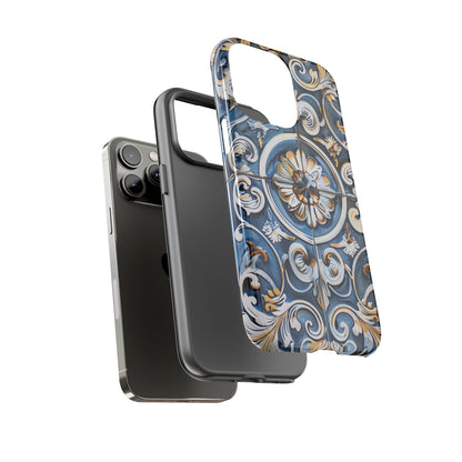 Azulejo Porcelain Blue & Creamy White Tile Mediterranean Design Phone Case