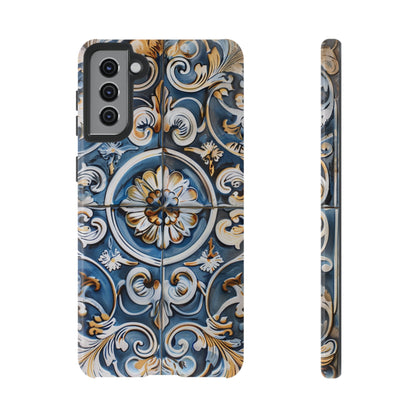 Azulejo Porcelain Blue & Creamy White Tile Mediterranean Design Phone Case