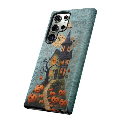 Halloween Haunted House Vintage Embroidery Style Phone Cover