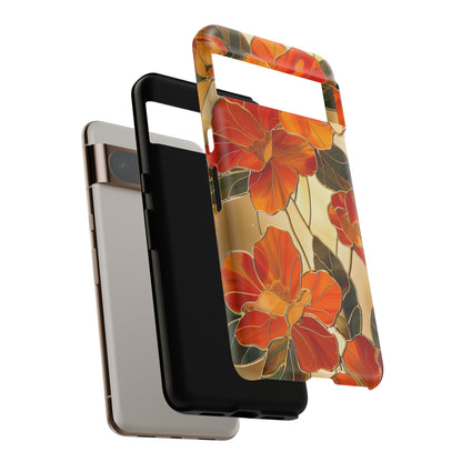 Orange Floral Phone Case Stained Glass Flower Aesthetic