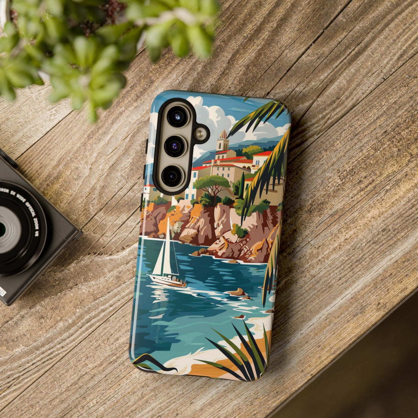 Midcentury French Riviera Sailboat Painting Phone Case