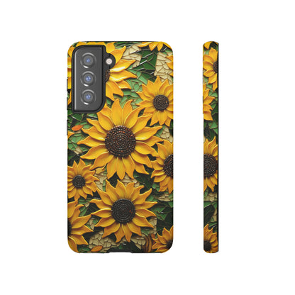 Sunflower Floral Color Explosion Mosaic Glass