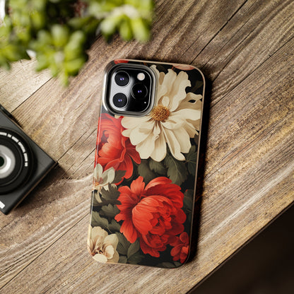 Vintage Floral Aesthetic Phone Tough Case | Antique Elegance for iPhone