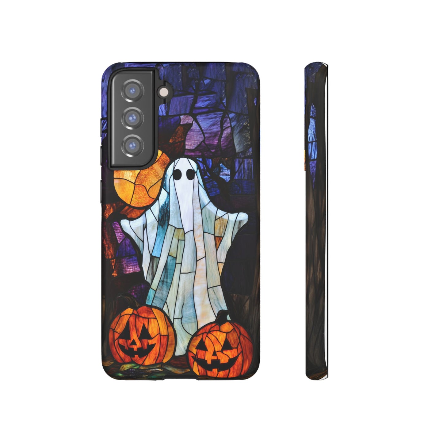 Stained Glass Halloween Ghost and Jack-o'-Lanterns Phone Cover