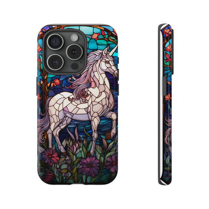 Unicorn Stained Glass iPhone, iPhone Case Retro Samsung Galaxy Phone Tough Case iPhone 15 14 Plus 13 12 7 8 Se Hippie Boho Style