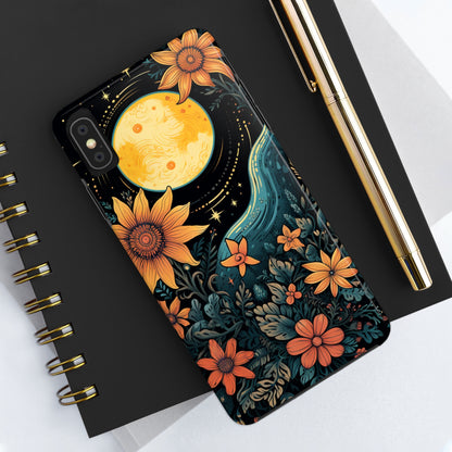 Boho Meets Cottagecore: Floral Sun, Moon & Stars iPhone Case – A Celestial Delight