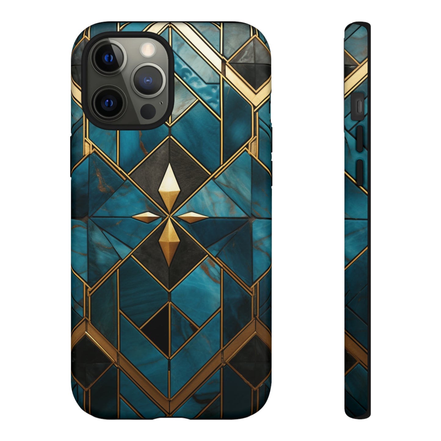 Gold and Blue Marble Mosaic Phone Case