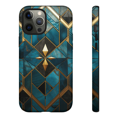 Gold and Blue Marble Mosaic Phone Case