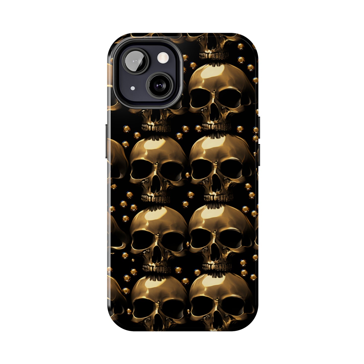 iPhone Case Golden Enigma: Where Goth Meets Glamour | Gold Skulls iPhone Tough Case