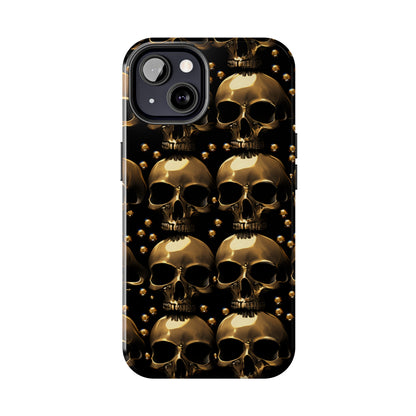 iPhone Case Golden Enigma: Where Goth Meets Glamour | Gold Skulls iPhone Tough Case