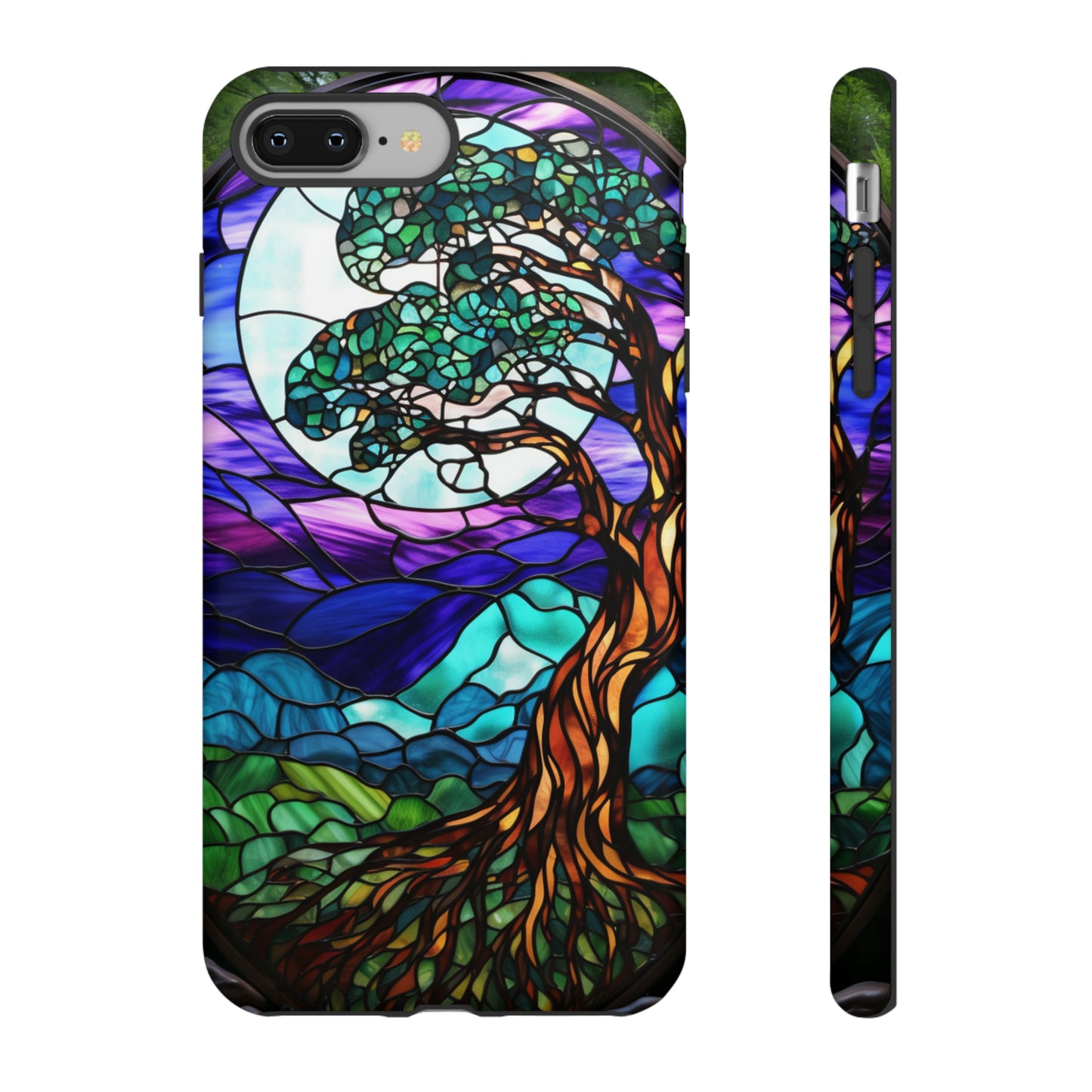 Stained Glass Mosaic Tile Tree in Moonlight