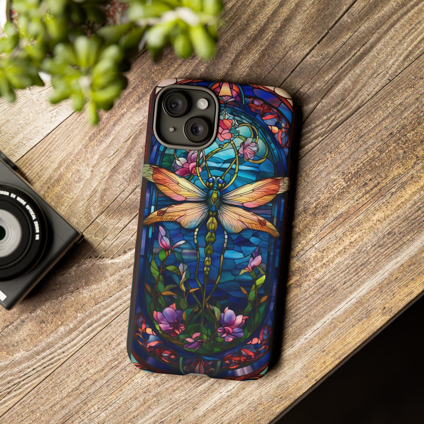 Art Nouveau Stained Glass Dragonfly Phone Case