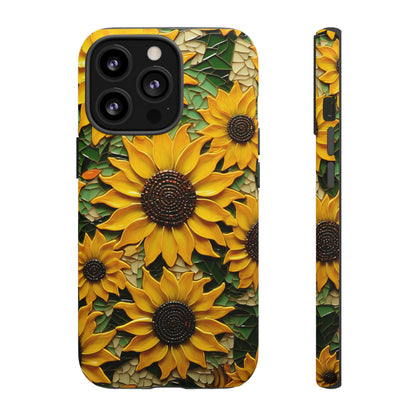 Sunflower Floral Color Explosion Mosaic Glass