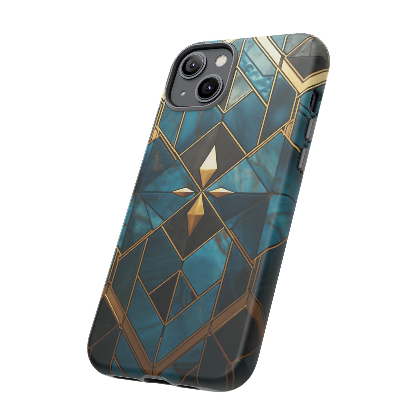 Gold and Blue Marble Mosaic Phone Case