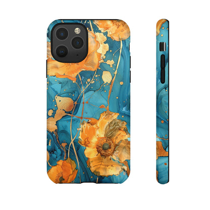 Gold Poppies Color Splash Floral Design Phone Case