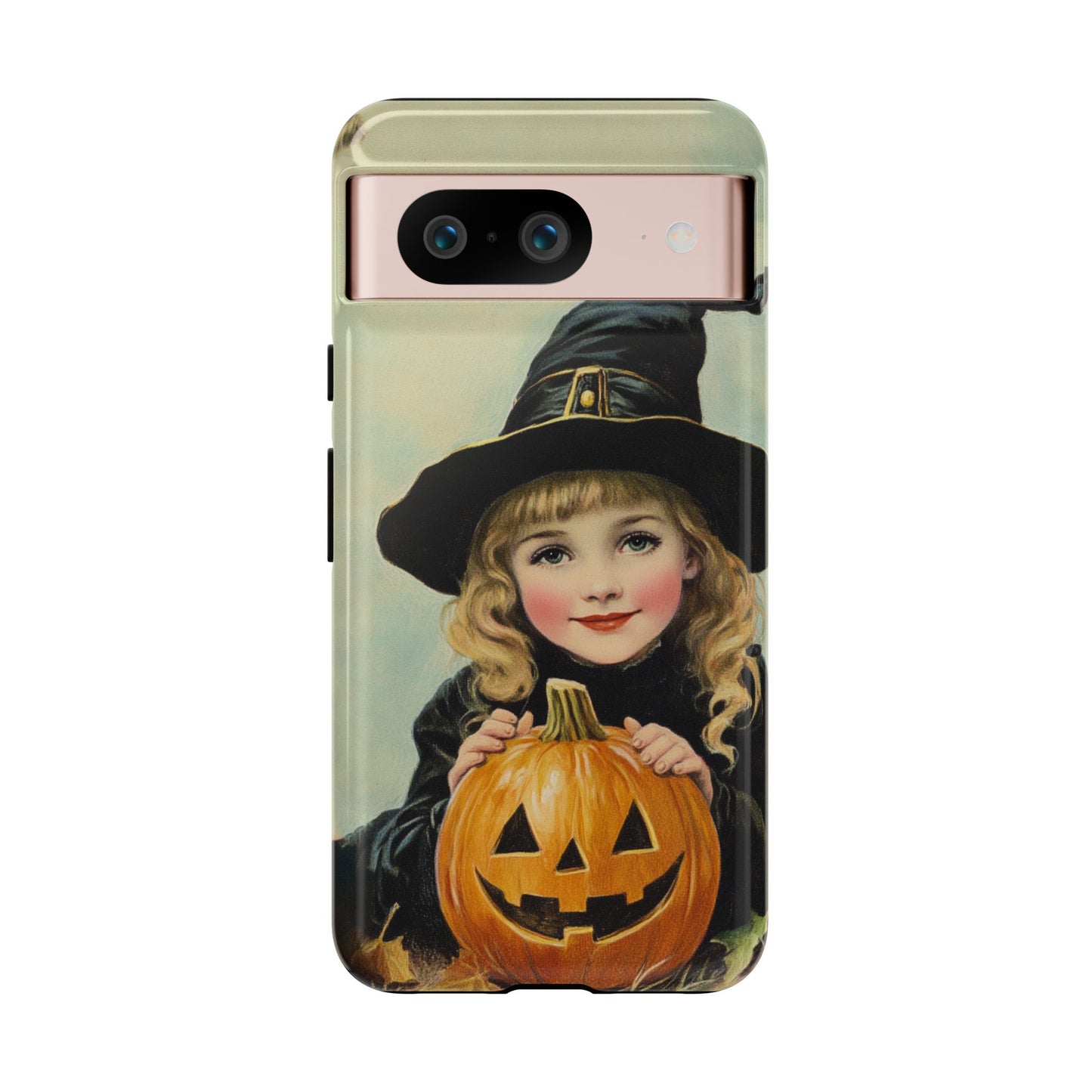 Vintage Halloween Card Witch and Jack-o'-lantern Phone Cover