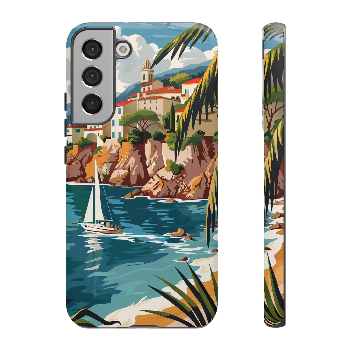 Midcentury French Riviera Sailboat Painting Phone Case