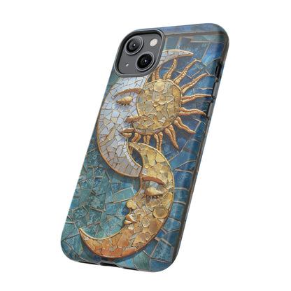 Boho Sun and Moon Mosaic Tile Stained Glass Phone Case