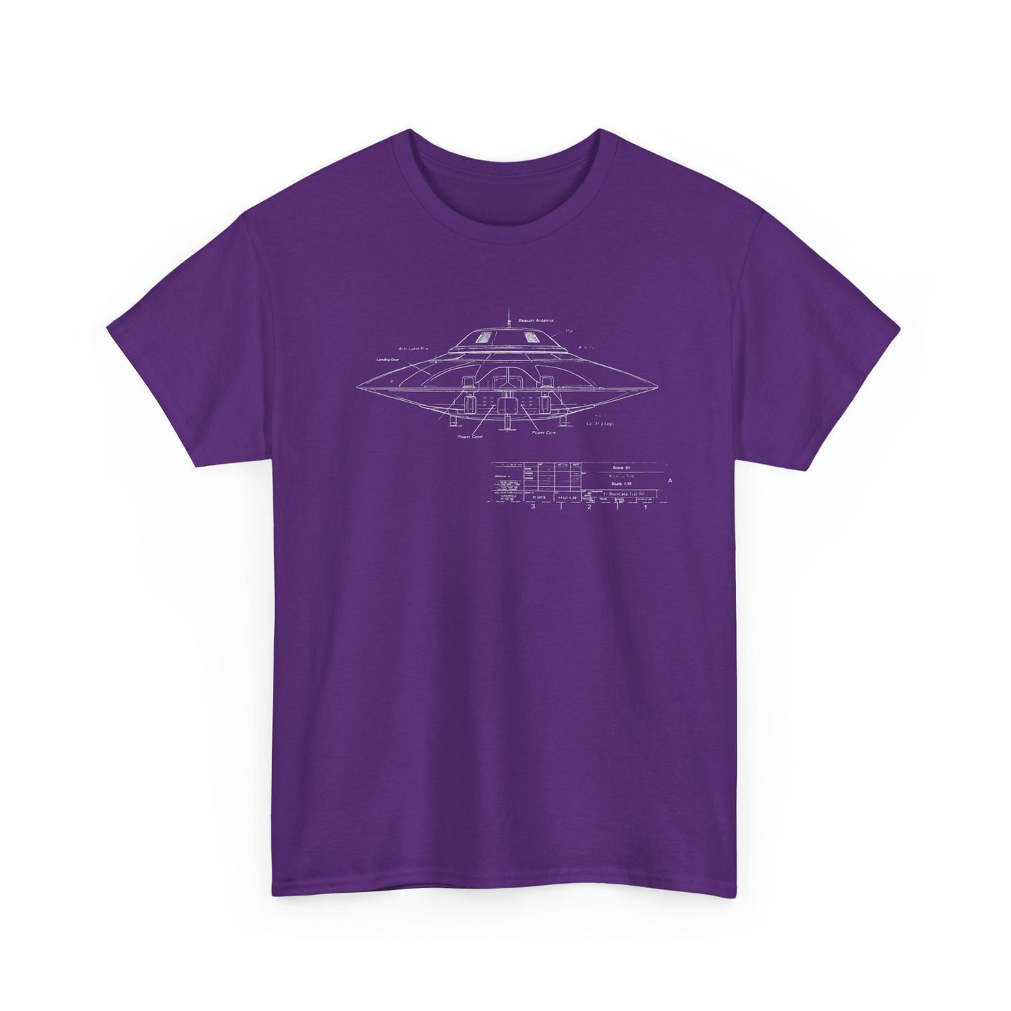 UFO Blueprint Secret Base Sci Fi T Shirt Retro Conspiracy Tee