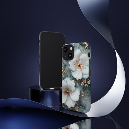 White Flower on Marble Stone  Phone Case