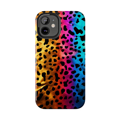 Kaleidoscopic Wild: Psychedelic Rainbow Leopard Print | Dazzling iPhone Case