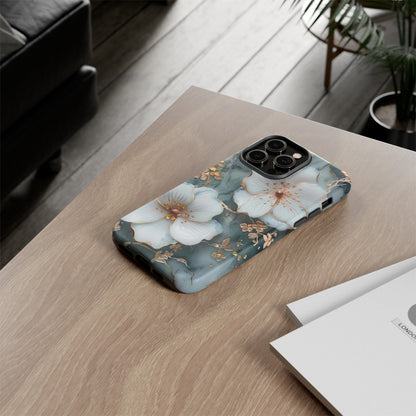 White Flower on Marble Stone  Phone Case