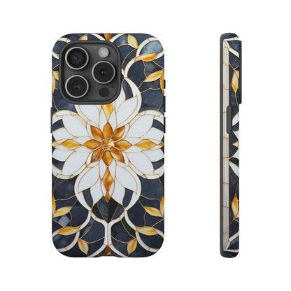 Art Deco Floral Gold & Blue Mosaic