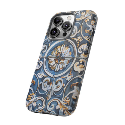 Azulejo Porcelain Blue & Creamy White Tile Mediterranean Design Phone Case