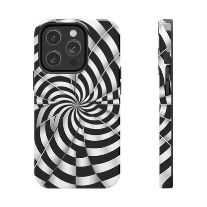 Trippy Black and White Optical Illusion Tough iPhone Case | Psychedelic Phone Cover