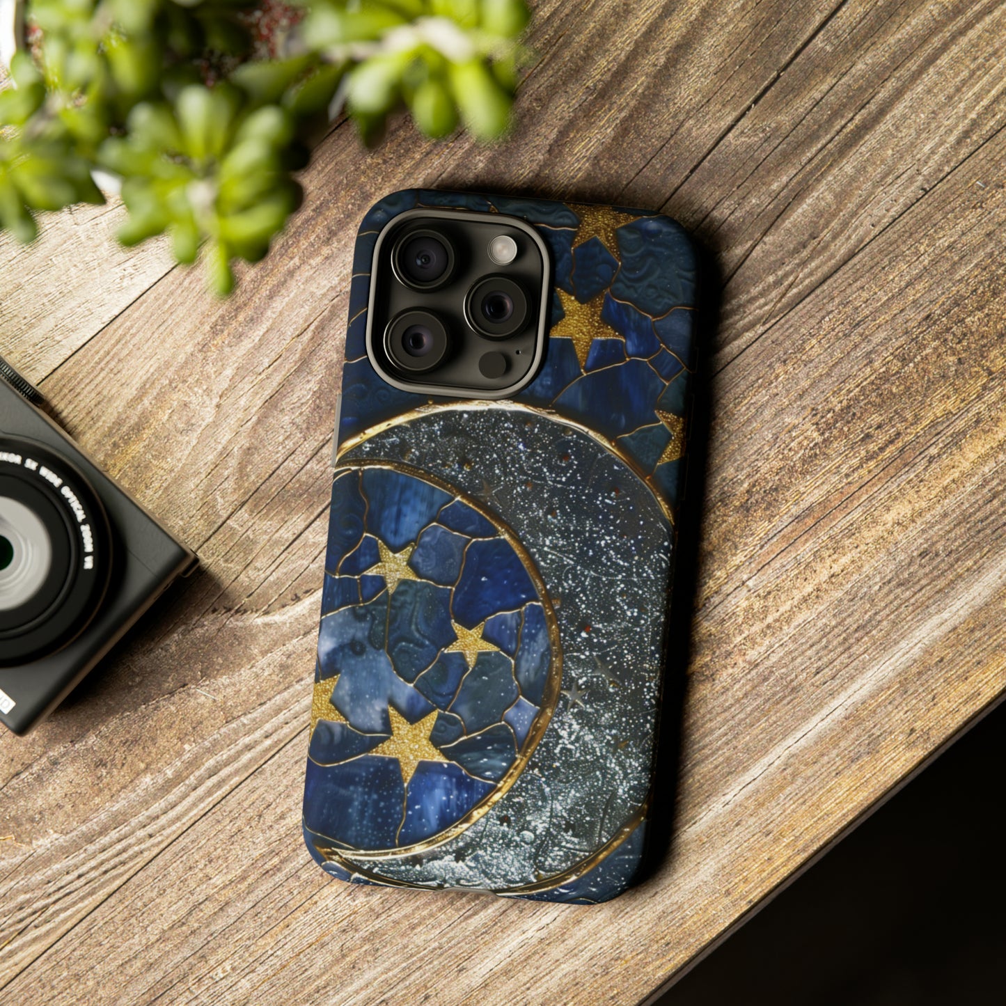 Moon Stars Stained Glass Starry Night Phone Case