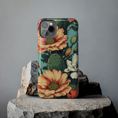 Desert Dream: Retro Vibe Cactus Tough iPhone Case