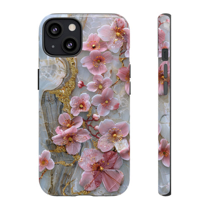 Pink Forget Me Nots Gold Floral Phone Case