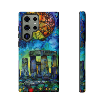 Stonehenge Neolithic Full Moon Stained Glass Watercolor Phone Cover