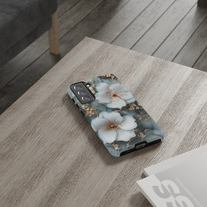 White Flower on Marble Stone  Phone Case