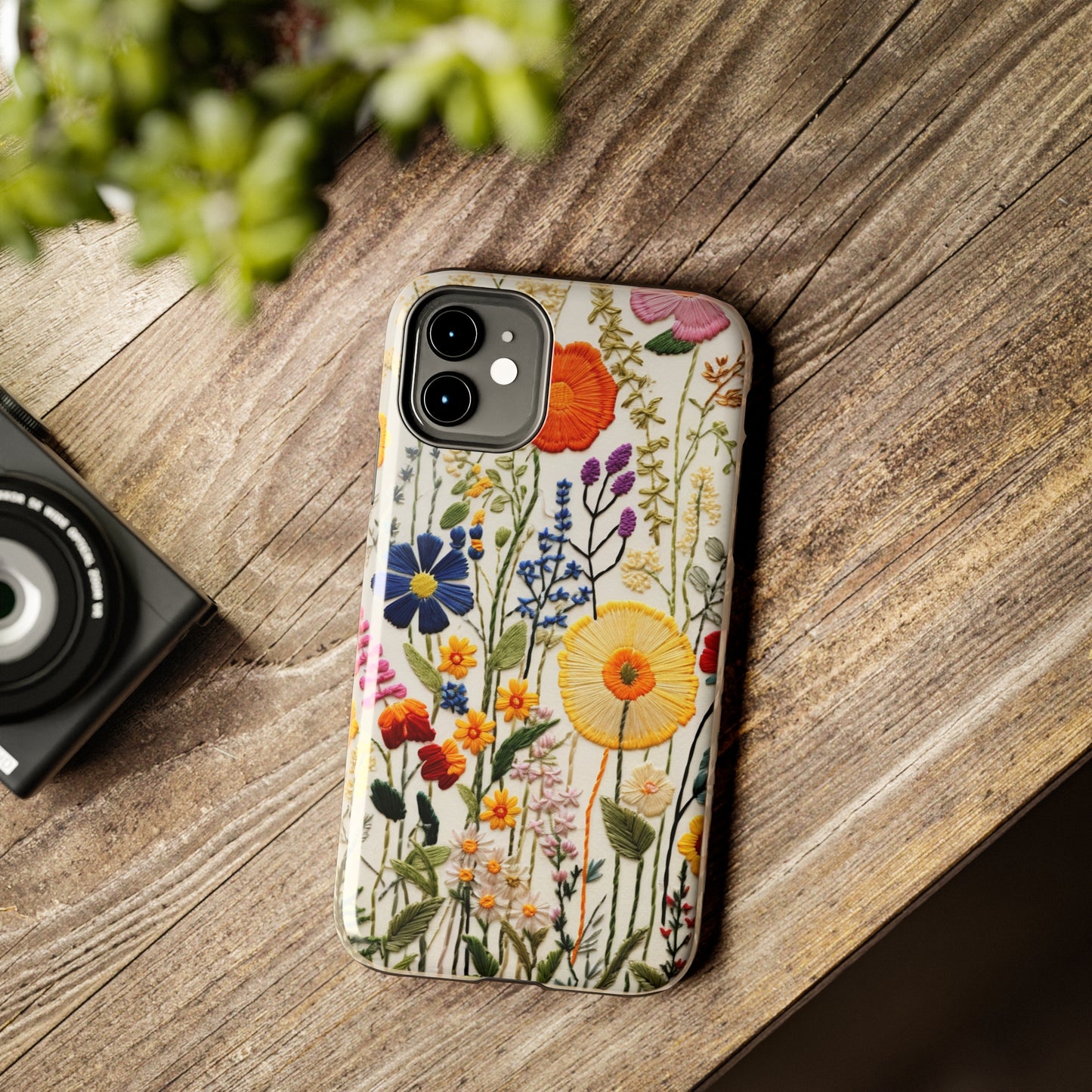 Wildflowers Floral Embroidery iPhone Case