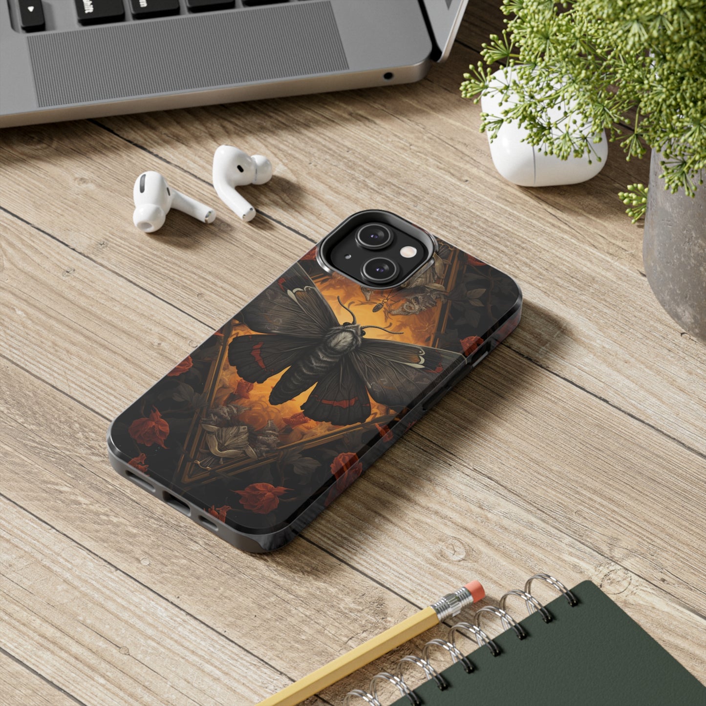 iPhone Case | Lost in Thought: Dark Academia Moth iPhone Tough Case