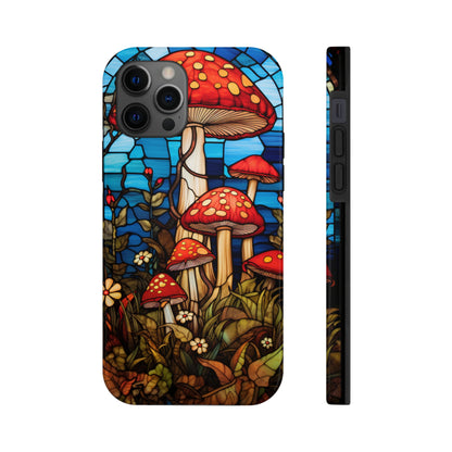 Stained Glass Mushroom Garden iPhone Case | Embrace Whimsical Beauty and Nature's Delight