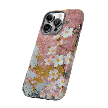 Pink Forget Me Nots Gold Floral Phone Case