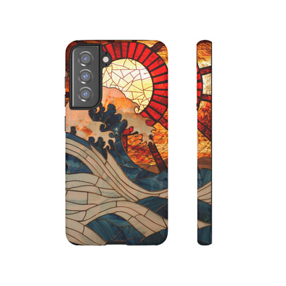 Japanese Rising Sun Phone Case Stained Glass Ocean Wave