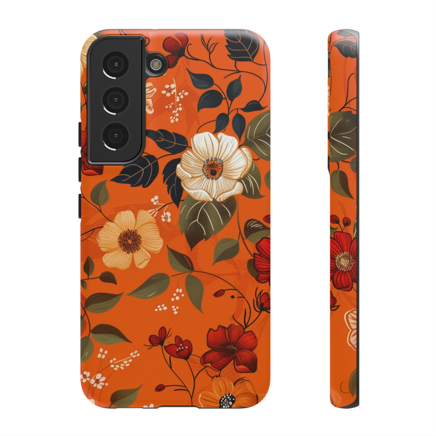 Orange Floral Phone Tough Case