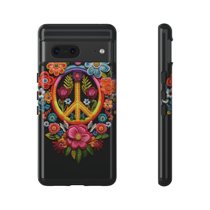 Peace Sign Embroidery Floral Hippie Style Phone Case