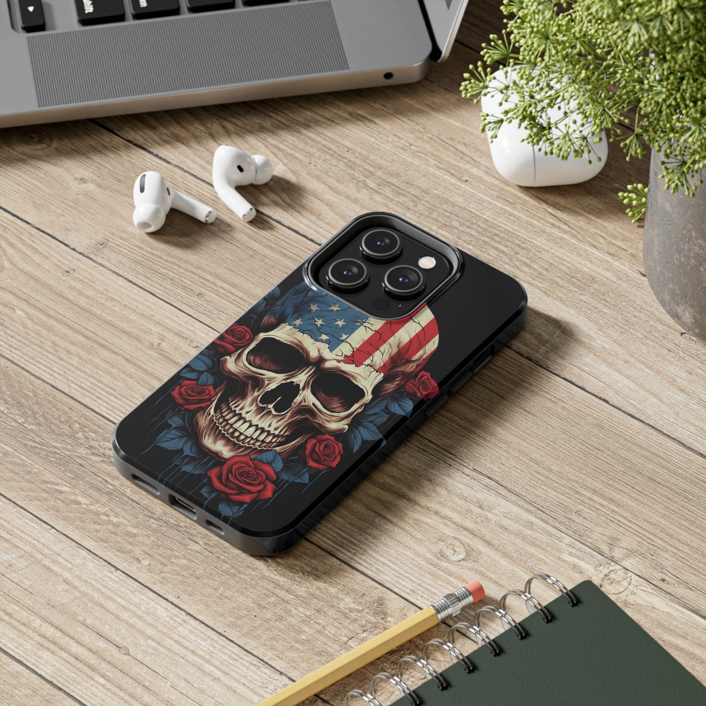 American Pride with an Edgy Spin: Skull USA Flag iPhone Case – Modern Protection Meets Patriotic Design