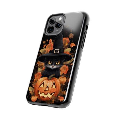 Trick or Treat Delight: Adorable Witch Cat Halloween Celebration | Whimsical iPhone Case